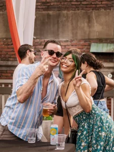 rooftop happy hour at the deck in Arlington